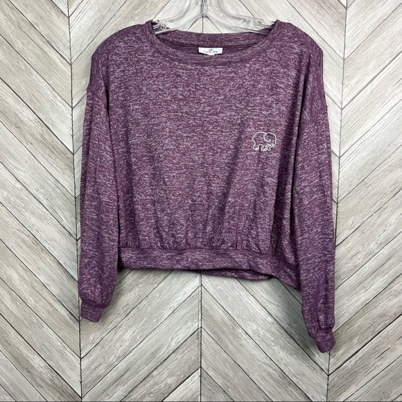 Ivory Ella Heather Purple Cropped Sweatshirt Size Small - Picture 1 of 7